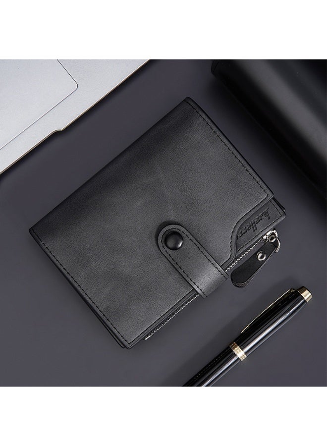baellerry Ramadan's Practical Gift | BAELLERY Men's Black PU Wallet - 17 Card Slots, Zippered Coin Pocket & Bill Compartment, Slim & Durable - Image 2